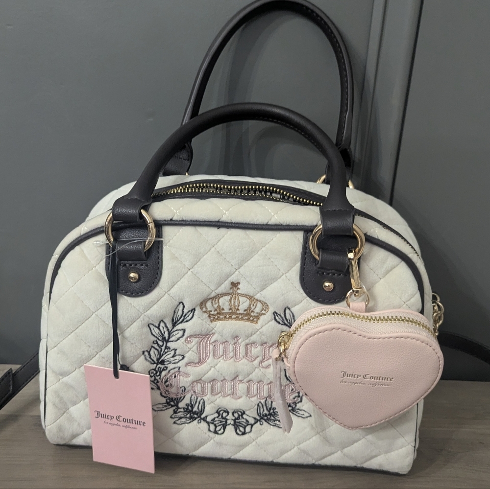 Juicy Couture Quilted Satchel with Pink Heart Charm